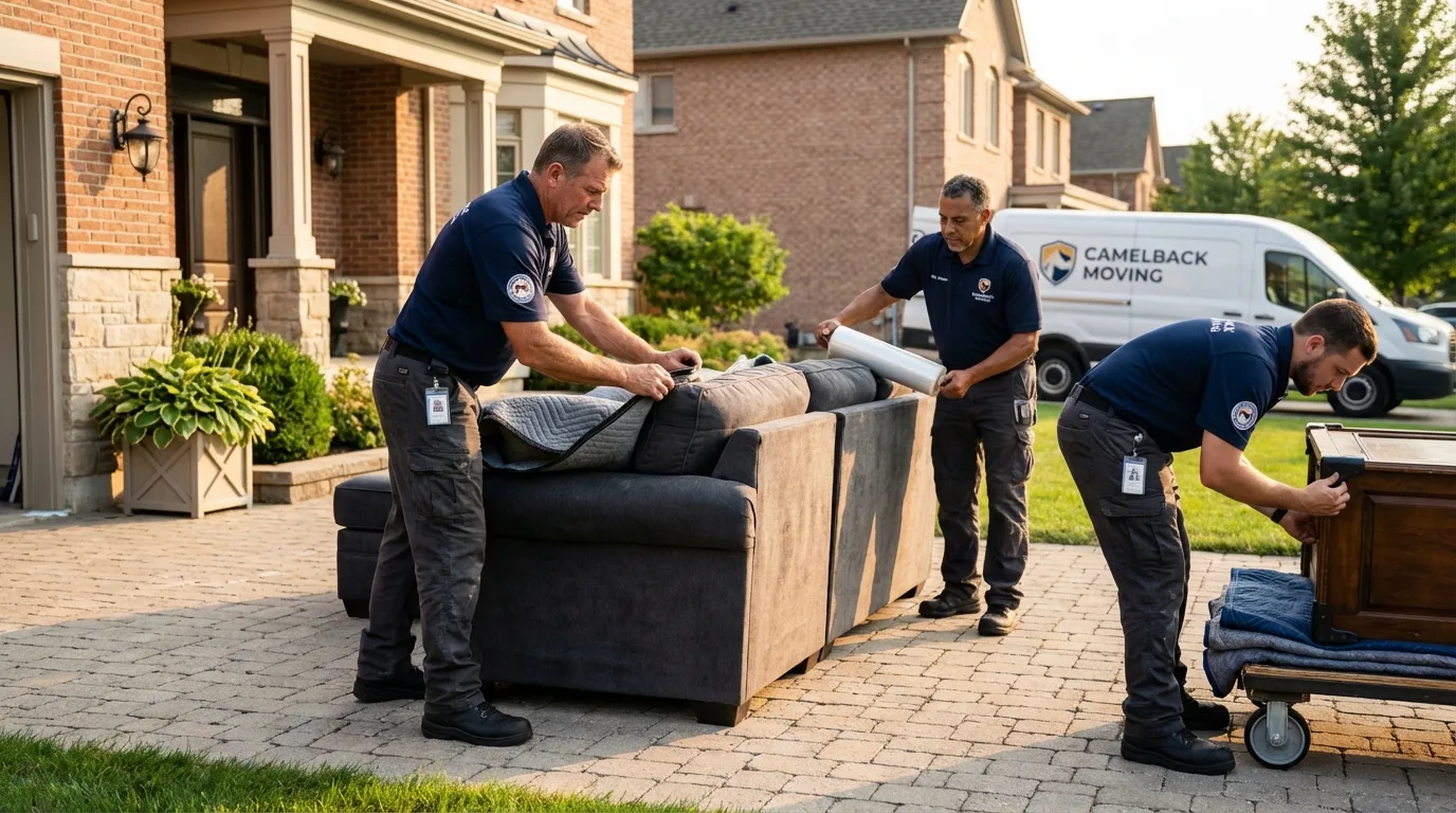 Large estate moving crew wrapping furniture in Grabill, IN